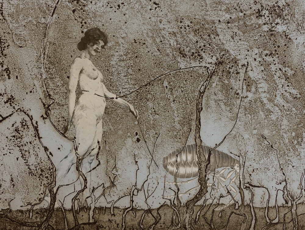 die Flohirtin - Collage von Cuno Sauerteig